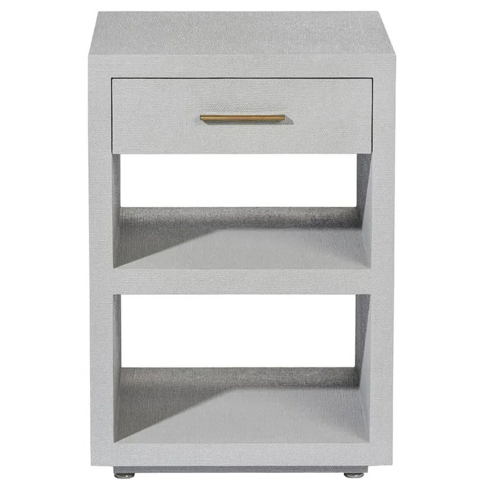 Livia Small Nightstand with Drawer - Light Grey, Faux Linen image