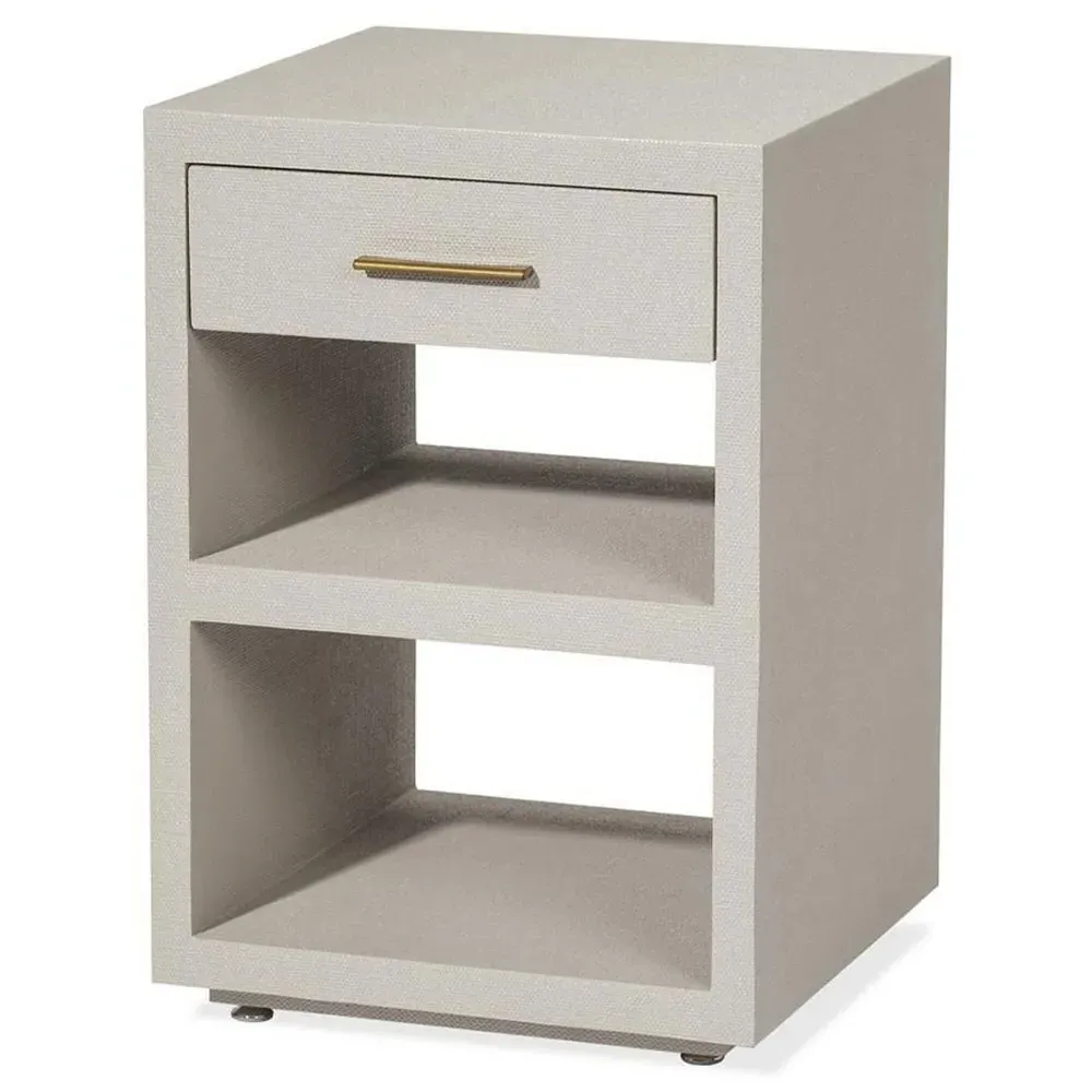 Livia Small Nightstand with Drawer - Sand Beige, Faux Linen