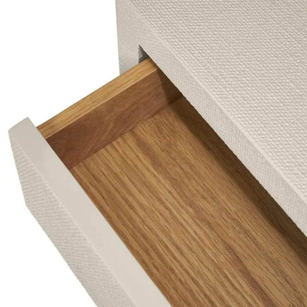 Livia Small Nightstand with Drawer - Sand Beige, Faux Linen