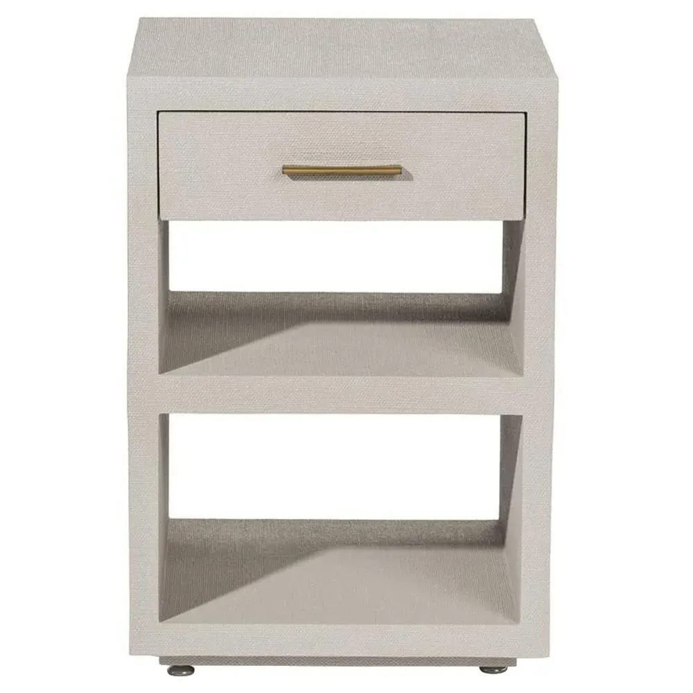 Livia Small Nightstand with Drawer - Sand Beige, Faux Linen