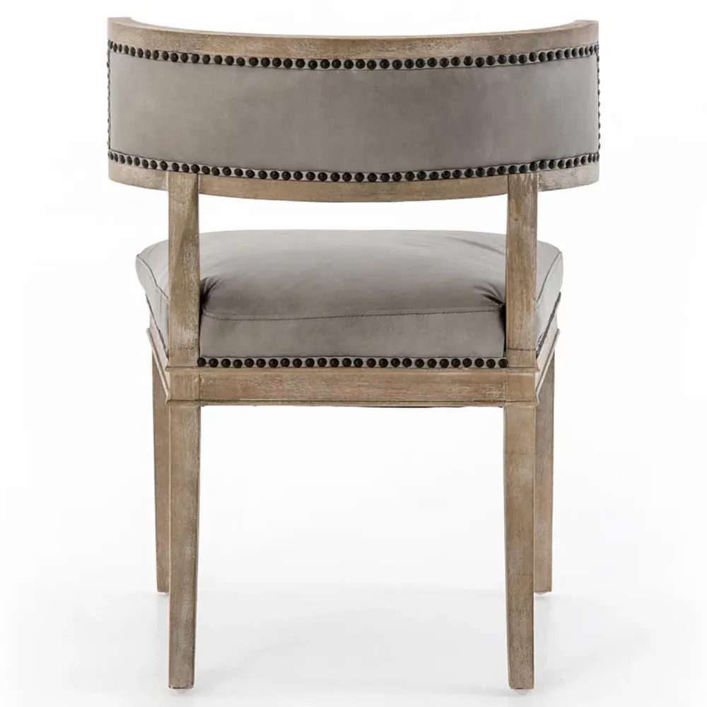 Livingston Curved Back Dining Chair - Light Grey, Leather