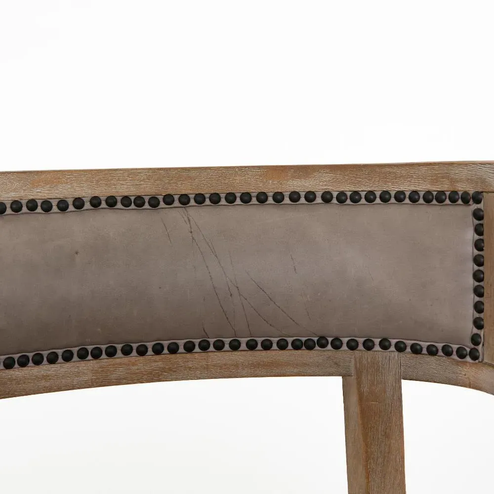 Livingston Curved Back Dining Chair - Light Grey, Leather