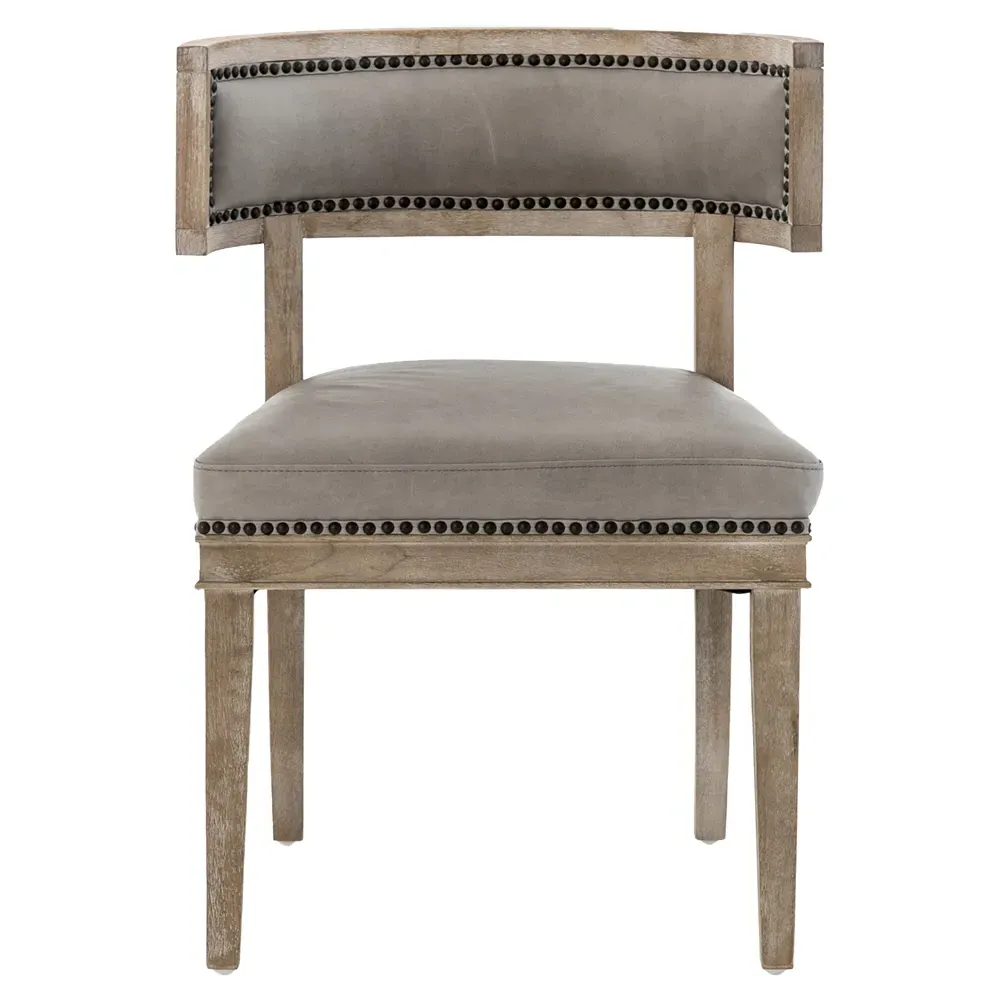Livingston Curved Back Dining Chair - Light Grey, Leather image