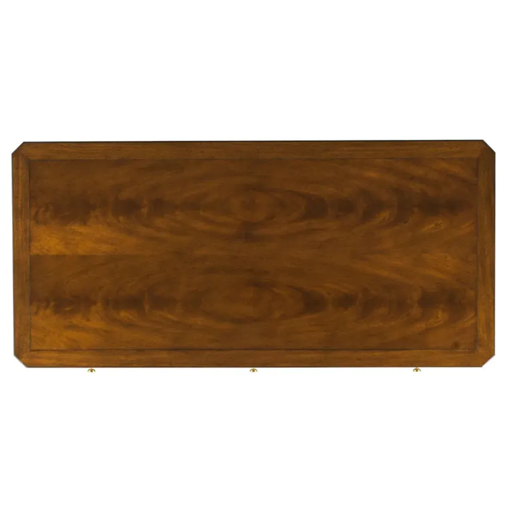 Livingston French 3 Drawer Writing Table - Brown, Mahogany