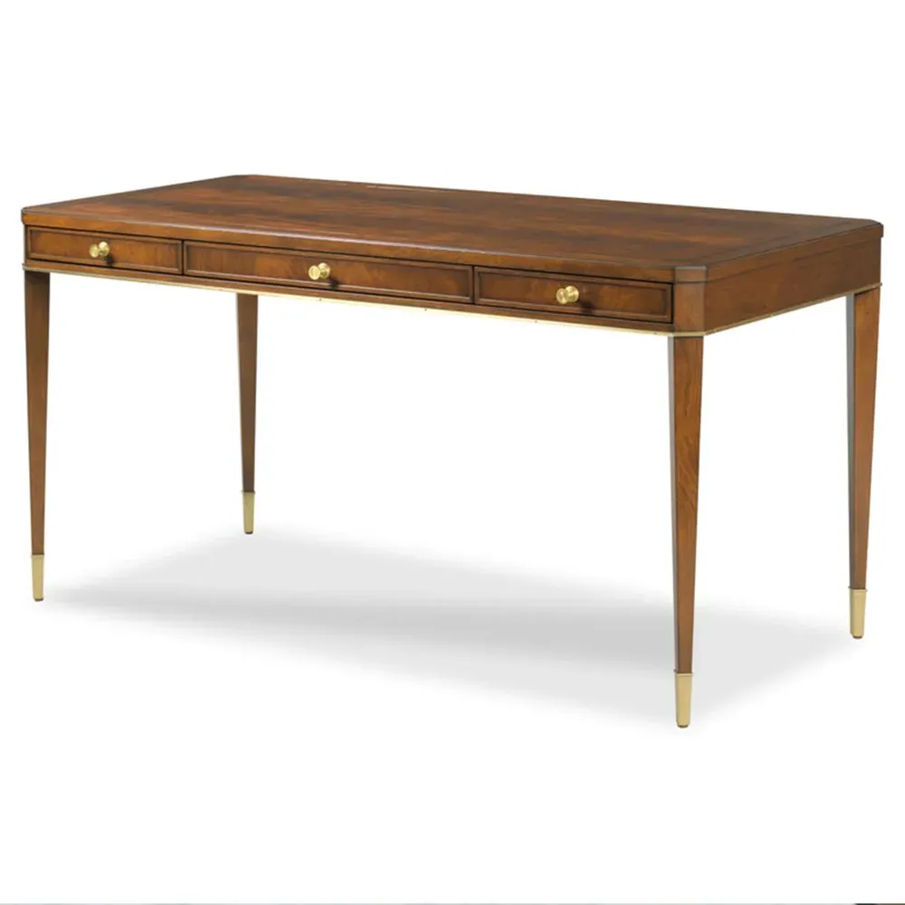 Livingston French 3 Drawer Writing Table - Brown, Mahogany image