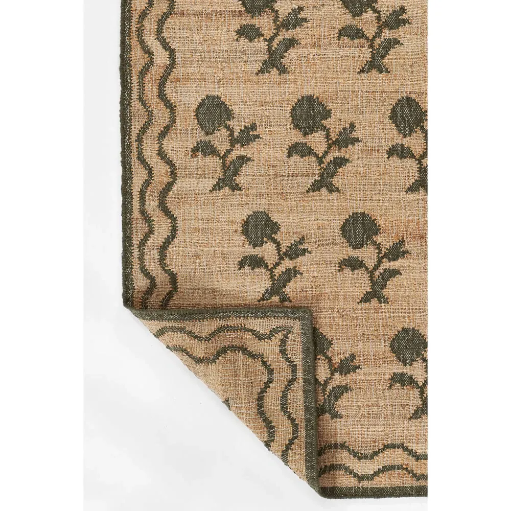 Lizbeth Floral Patterned Rug - Green, Blended Yarn