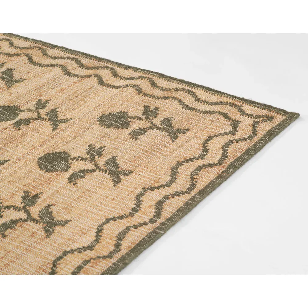 Lizbeth Floral Patterned Rug - Green, Blended Yarn