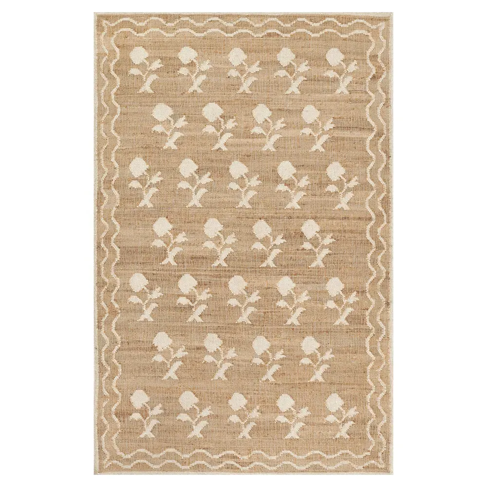 Lizbeth Floral Patterned Rug - Ivory, Blended Yarn