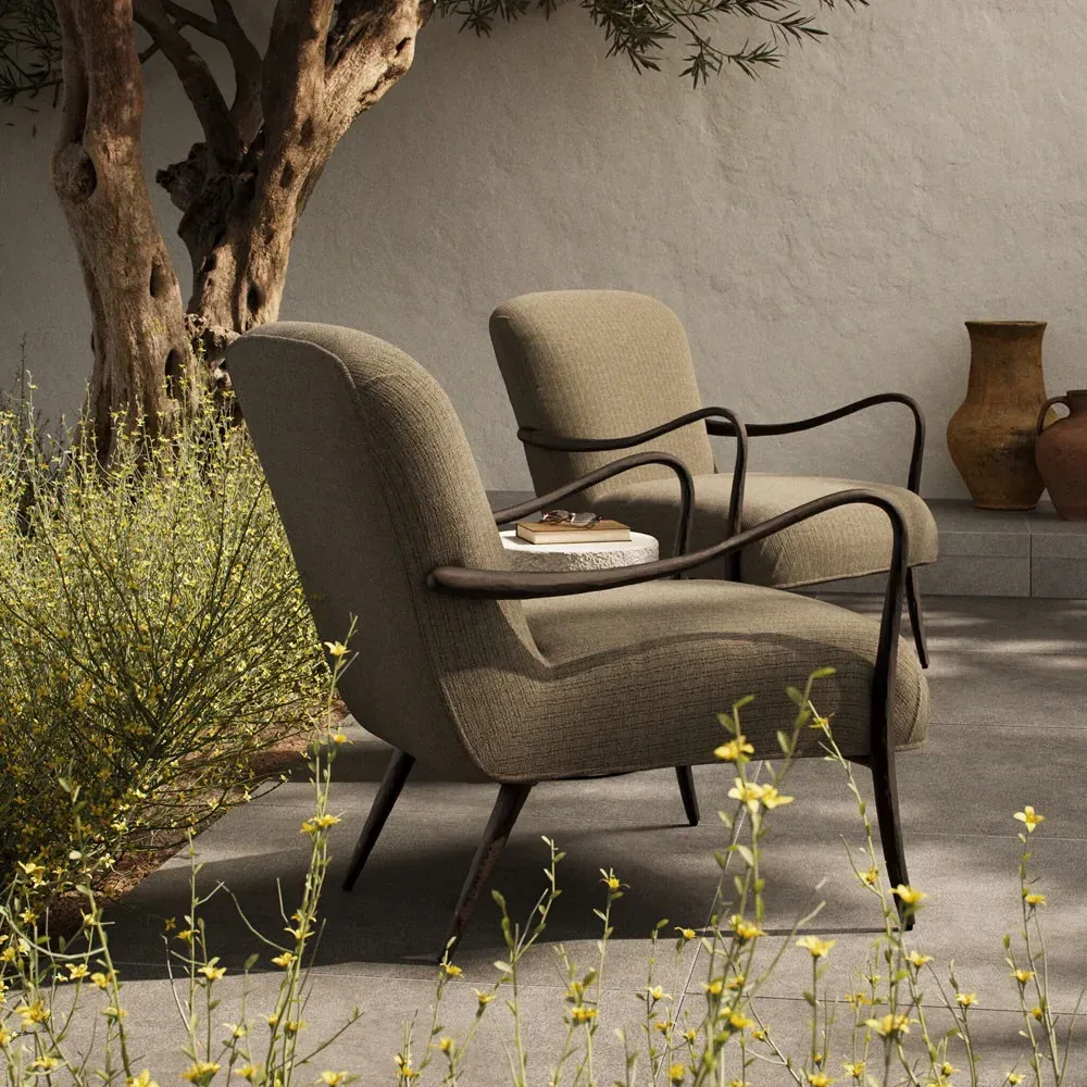 Locke Ambro Stripe Outdoor Chair - Grey, Iron