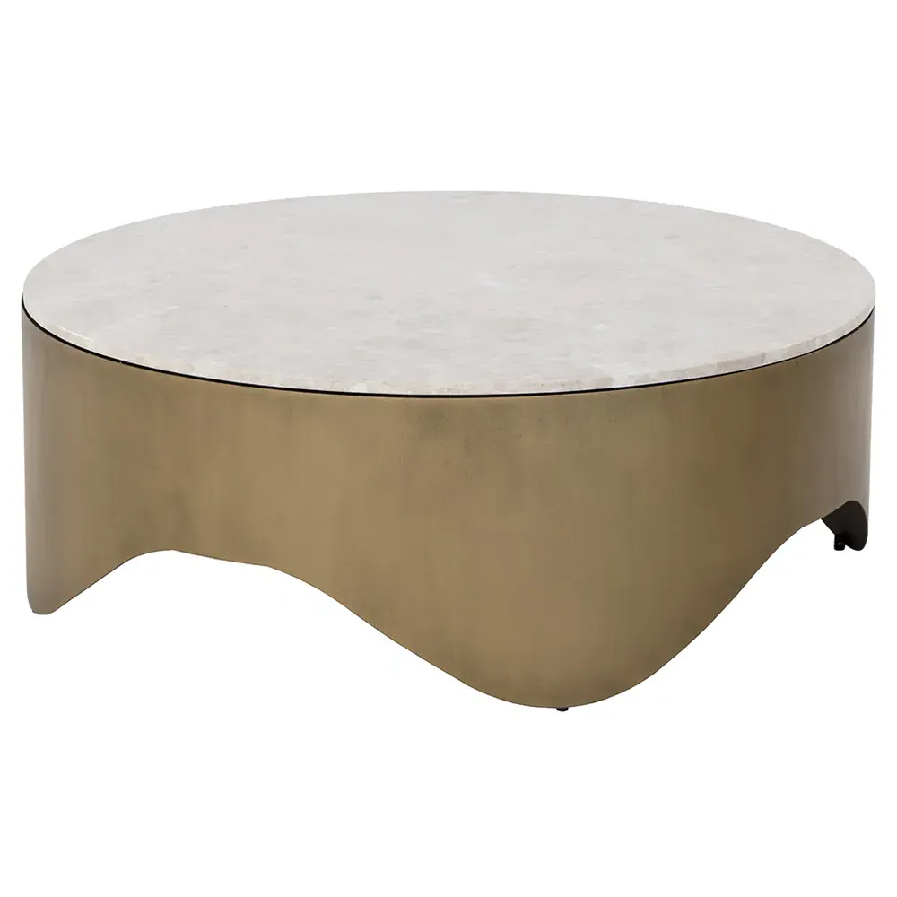 Lockswood Round Coffee Table - White, Marble