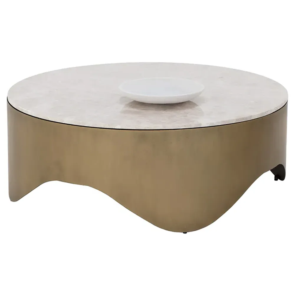 Lockswood Round Coffee Table - White, Marble