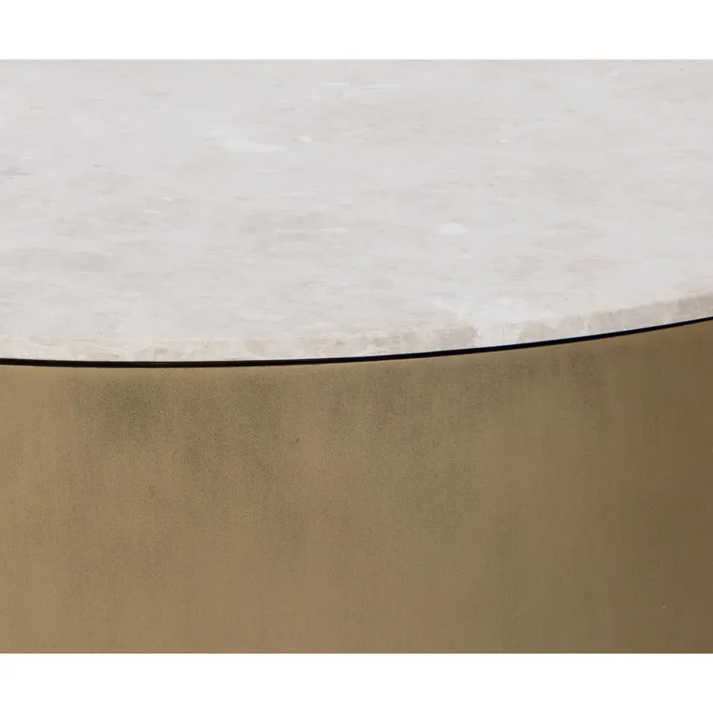 Lockswood Round Coffee Table - White, Marble