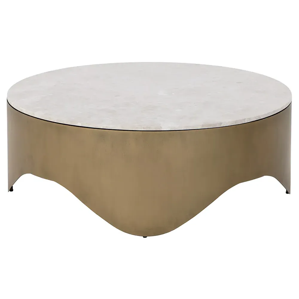 Lockswood Round Coffee Table - White, Marble