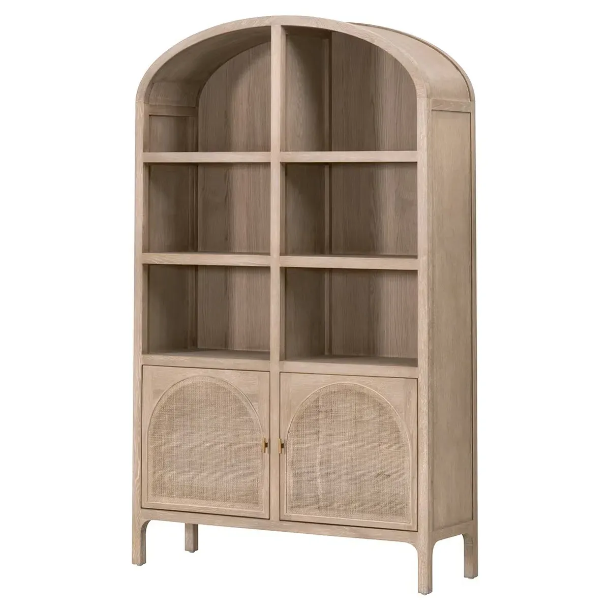 Logen Arched Storage Bookcase - Smoke Gray, Oak