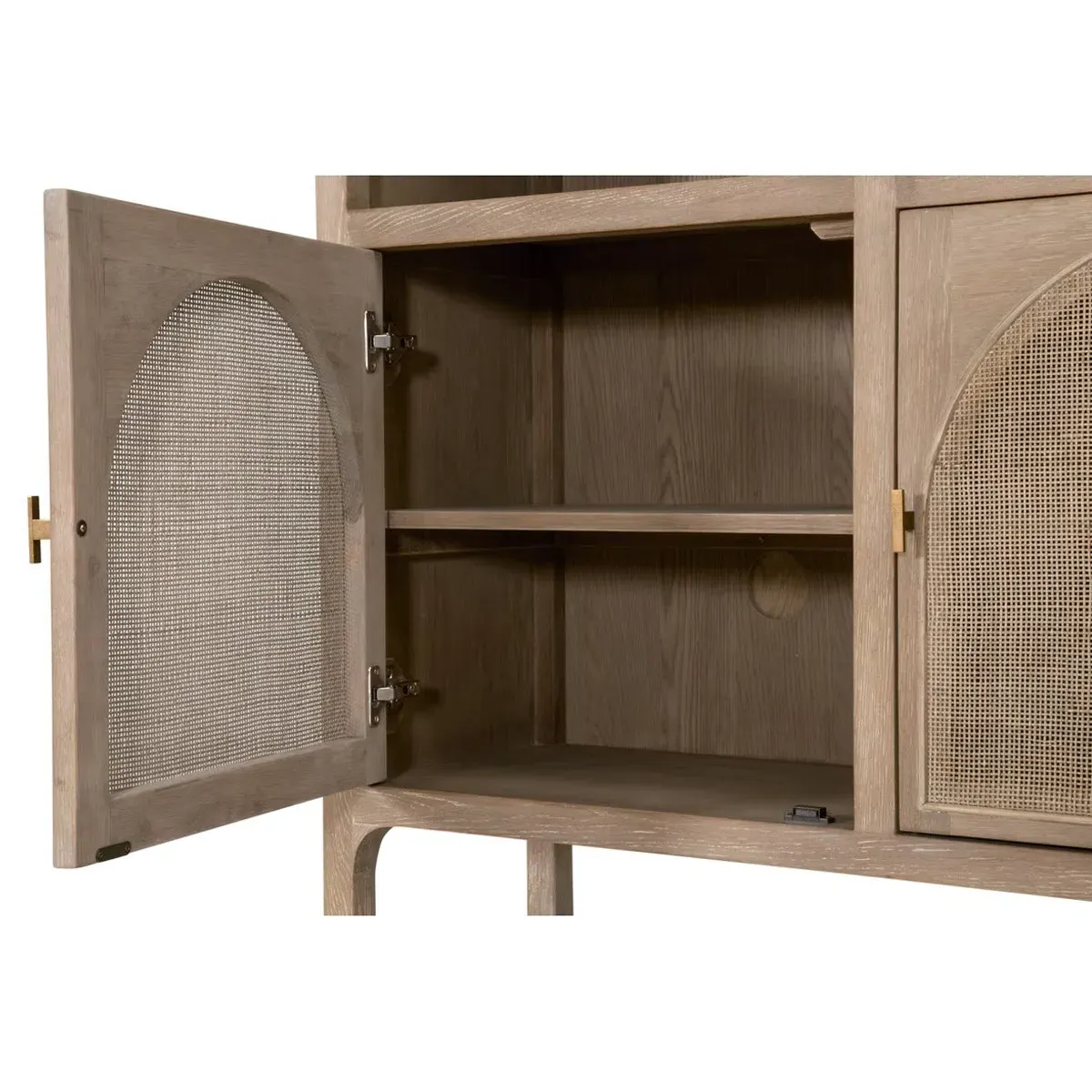 Logen Arched Storage Bookcase - Smoke Gray, Oak