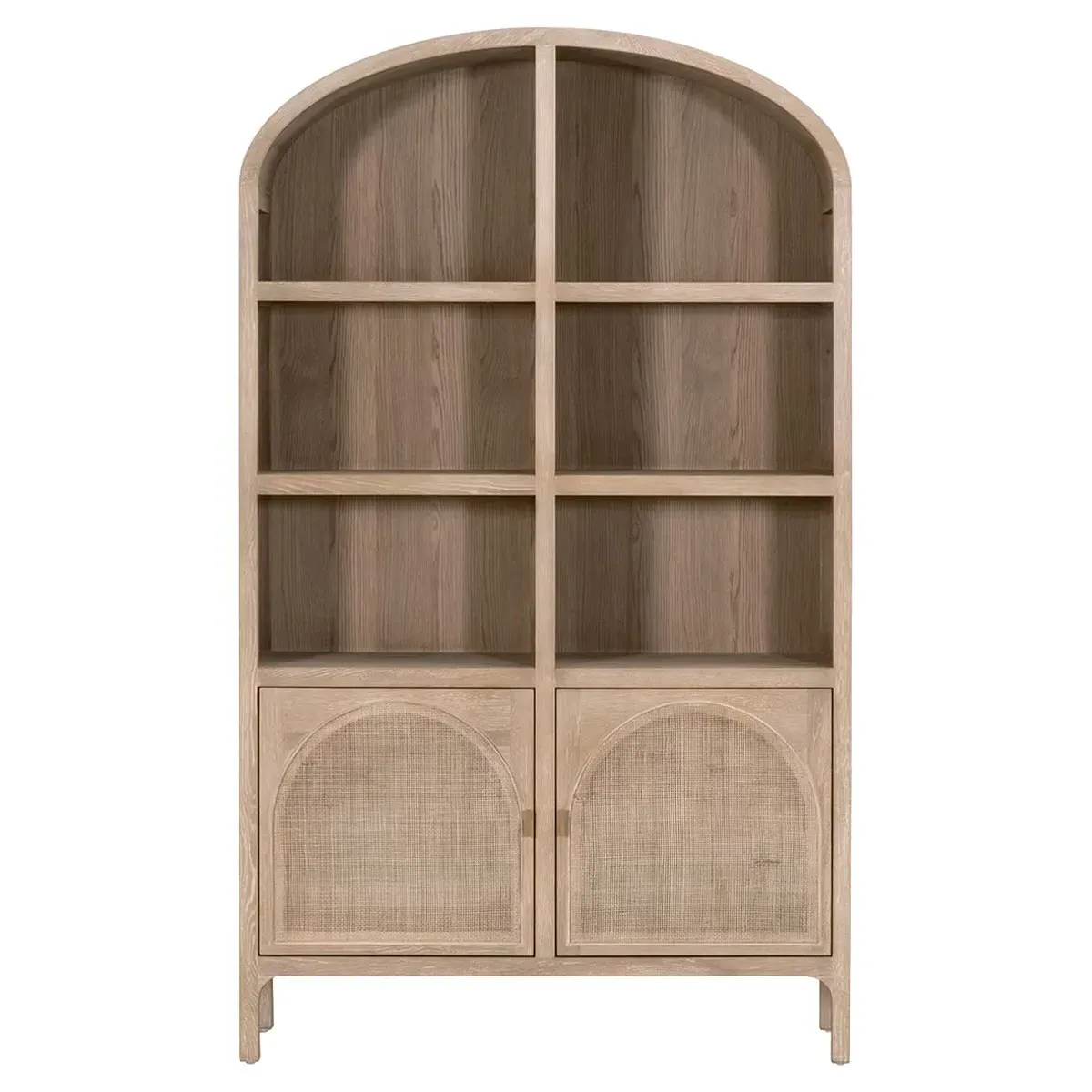 Logen Arched Storage Bookcase - Smoke Gray, Oak image