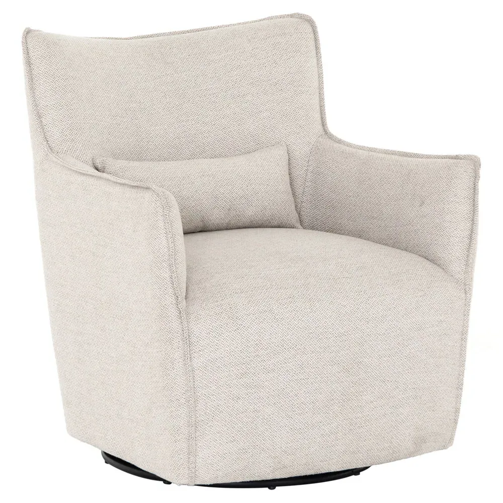 Lola Wingback Swivel Arm Chair - Light Grey, Metal