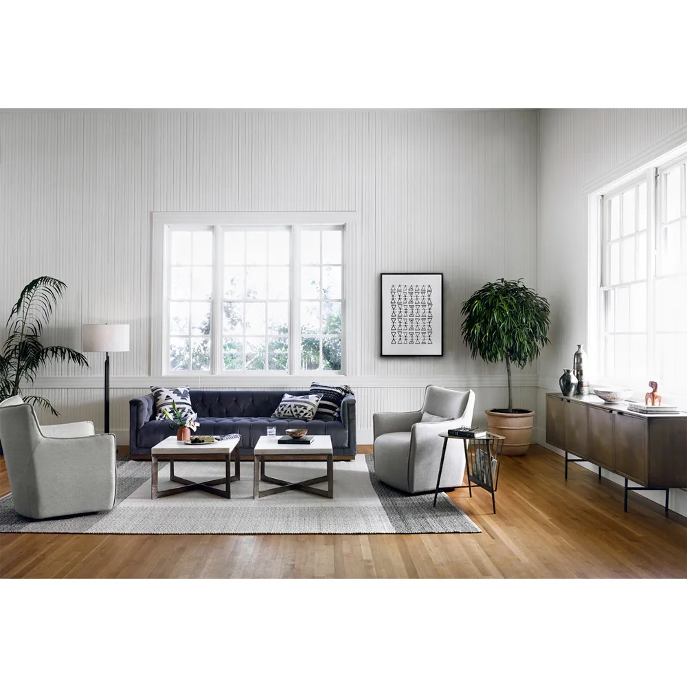 Lola Wingback Swivel Arm Chair - Light Grey, Metal