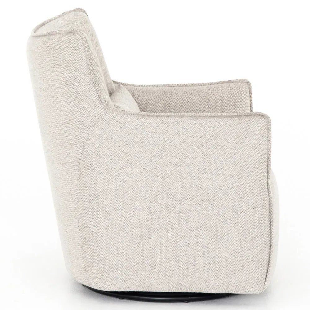 Lola Wingback Swivel Arm Chair - Light Grey, Metal