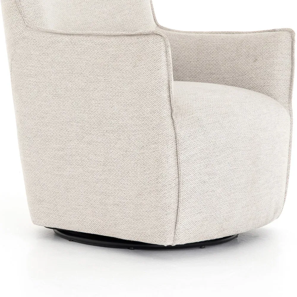 Lola Wingback Swivel Arm Chair - Light Grey, Metal