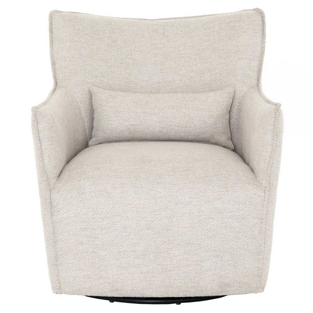 Lola Wingback Swivel Arm Chair - Light Grey, Metal image