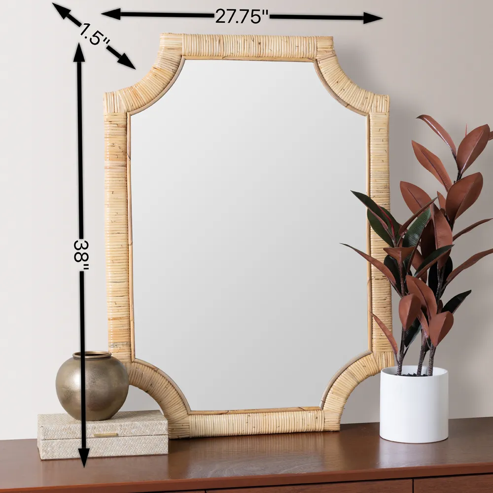 Lolita Rattan Wall Mirror - Brown