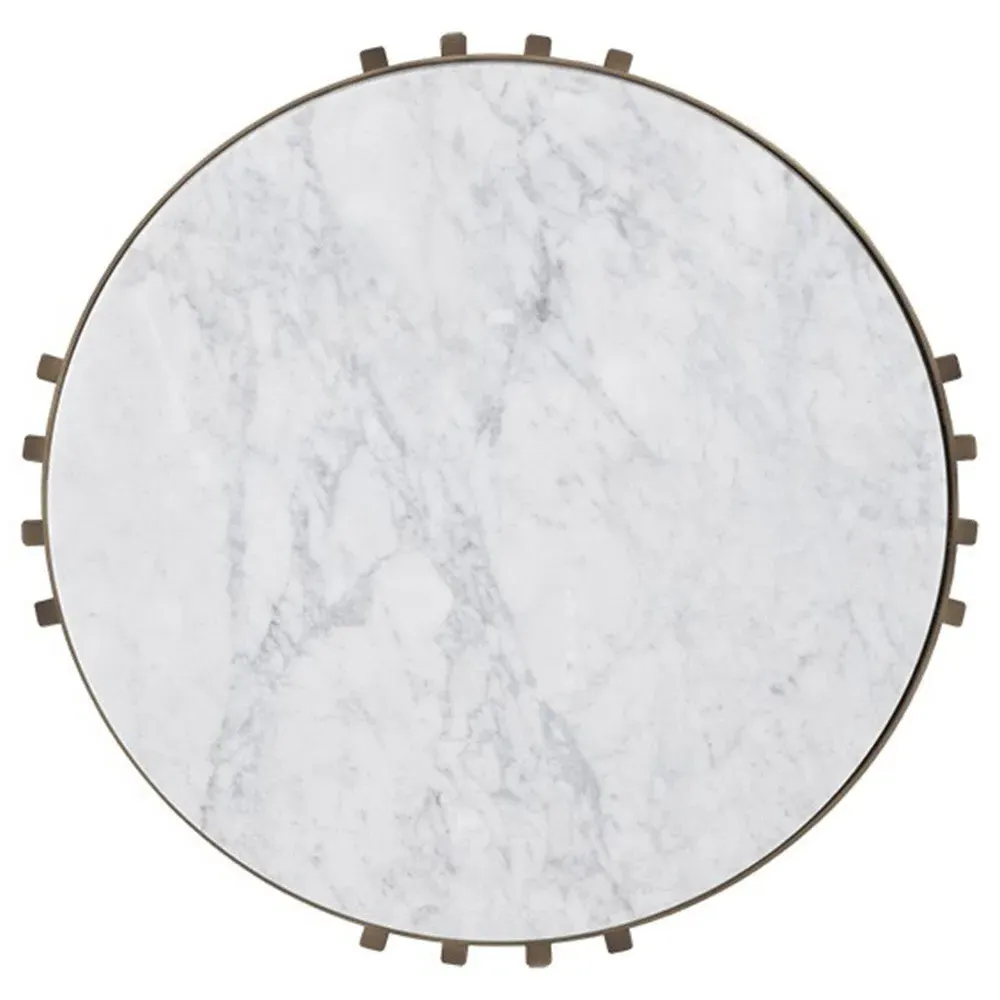 Lonnie Oval End Table - White, Marble