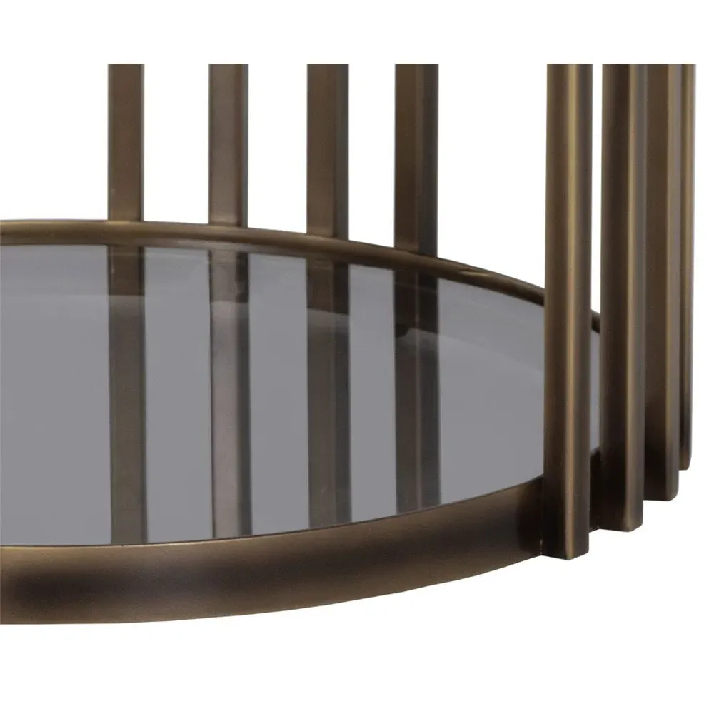 Lonnie Oval End Table - White, Marble