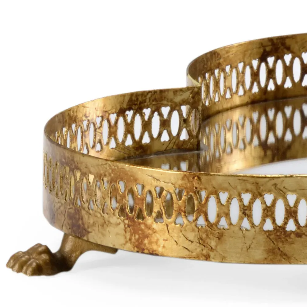 Loraine Quatrefoil Tray - Antique Gold, Iron