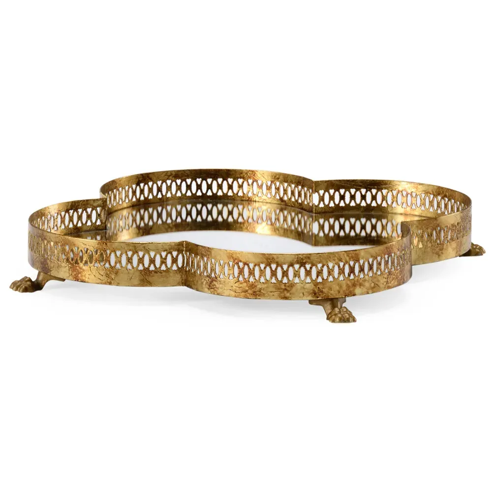 Loraine Quatrefoil Tray - Antique Gold, Iron image