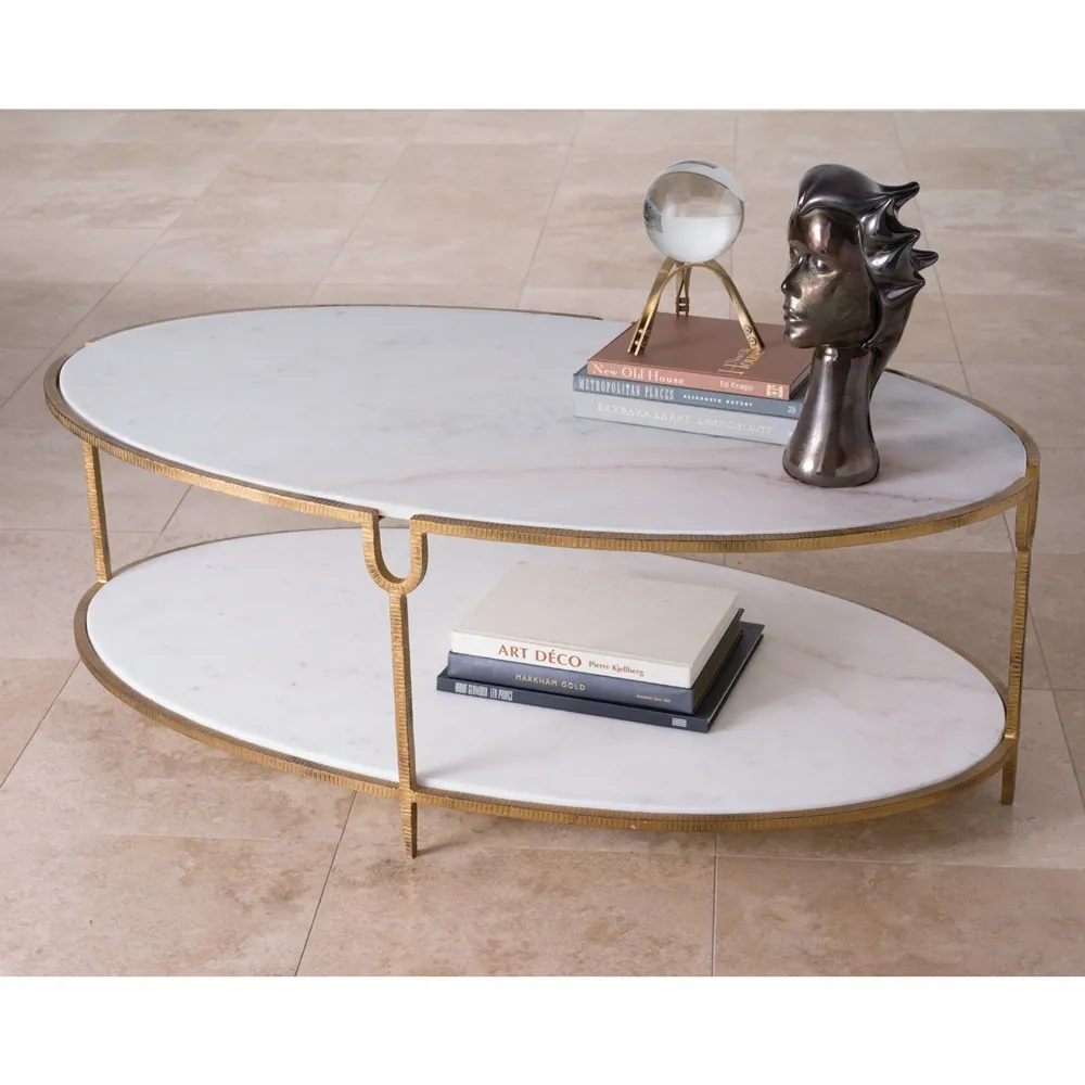 Lorcan Oval Coffee Table - Ivory, Marble