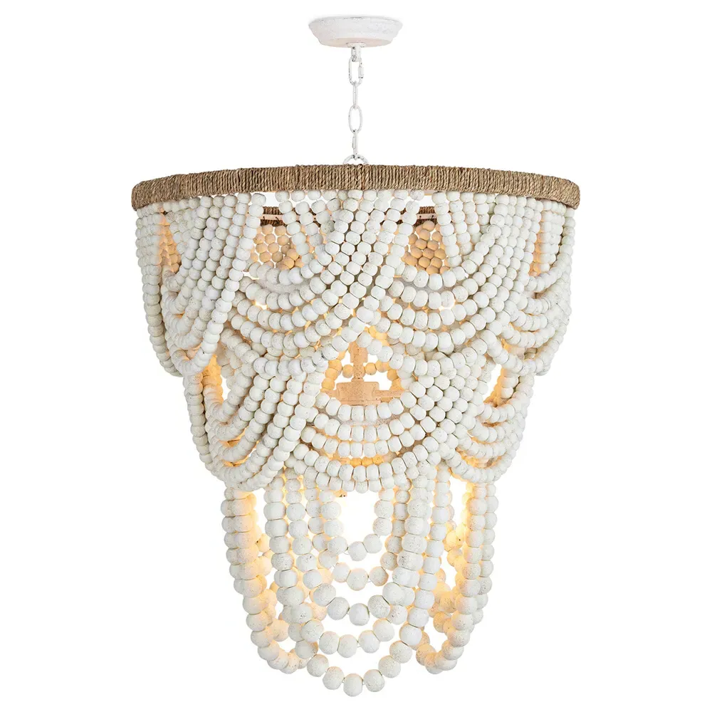 Lorelei Birch Wood Beads Chandelier - White