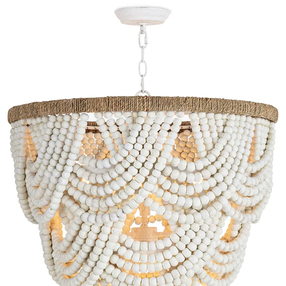 Lorelei Birch Wood Beads Chandelier - White