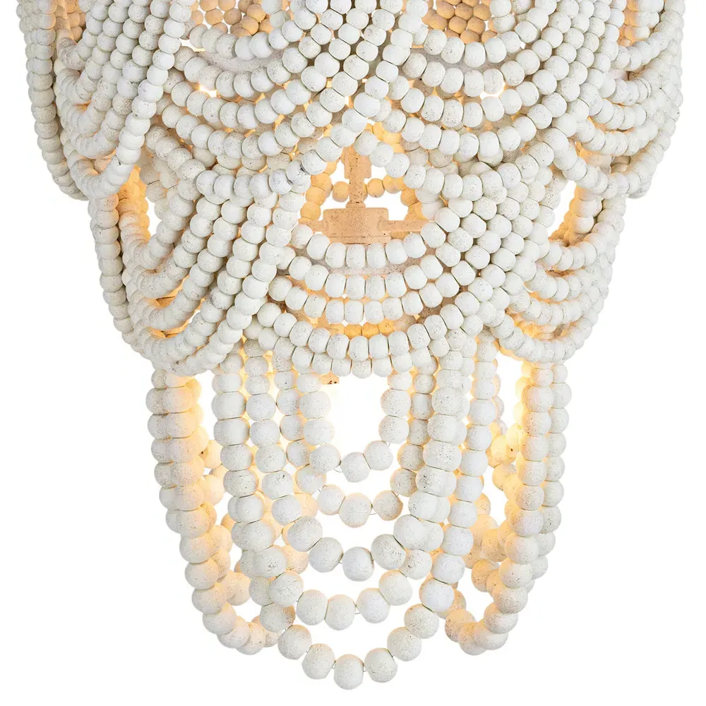 Lorelei Birch Wood Beads Chandelier - White