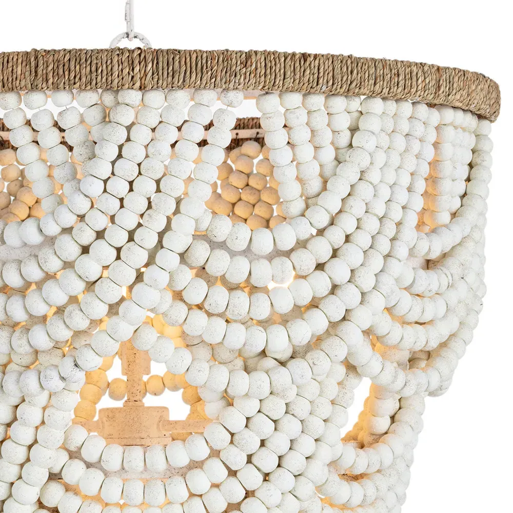 Lorelei Birch Wood Beads Chandelier - White