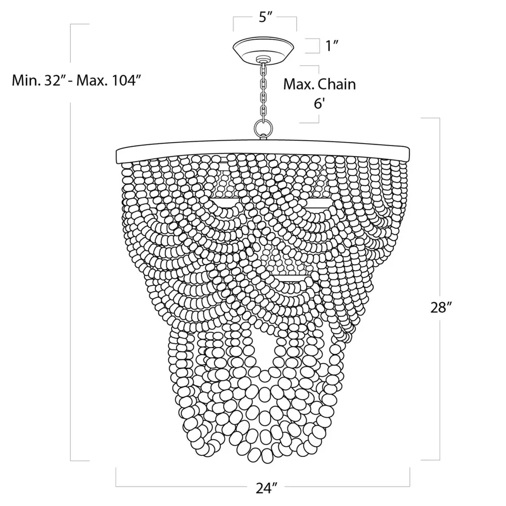 Lorelei Birch Wood Beads Chandelier - White