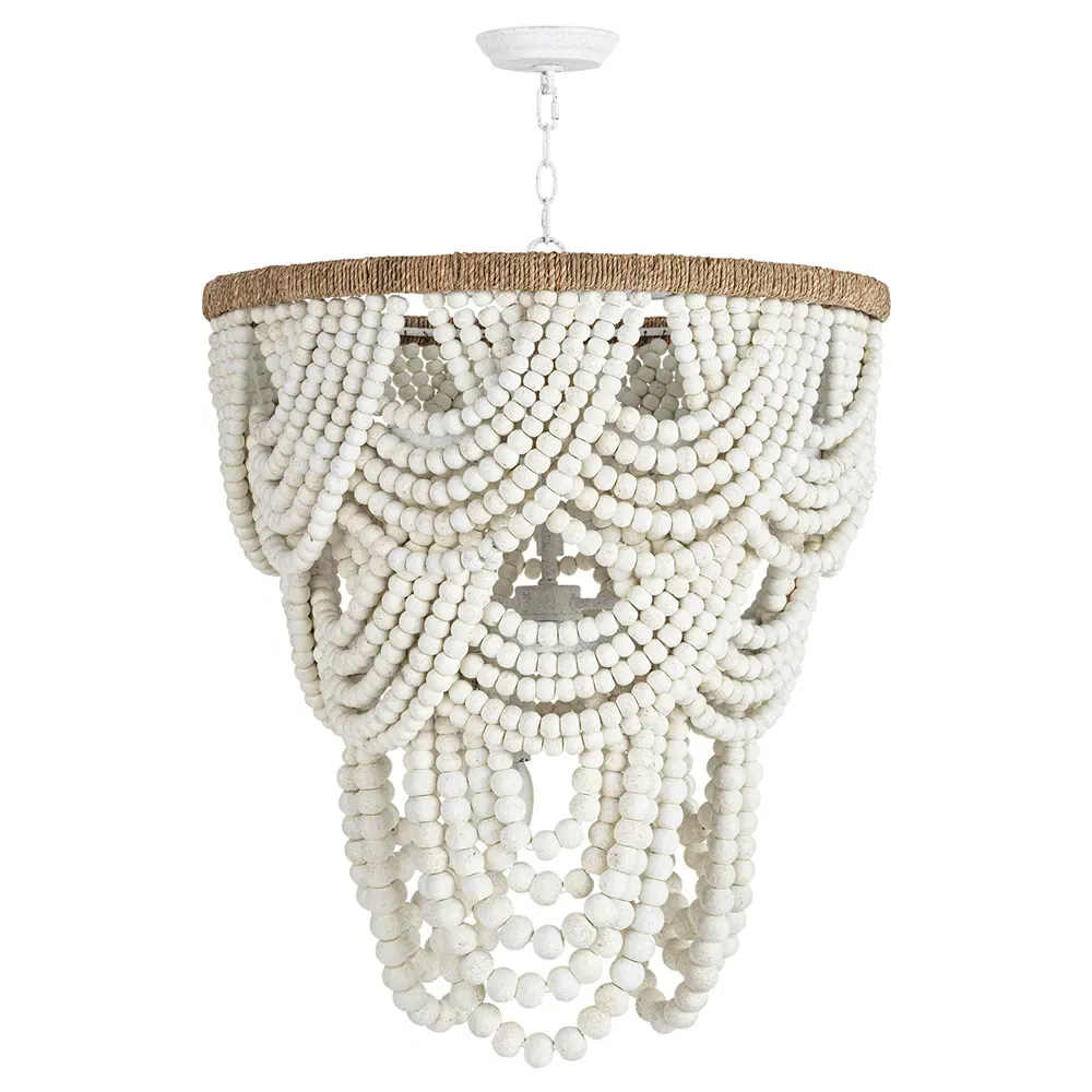 Lorelei Birch Wood Beads Chandelier - White
