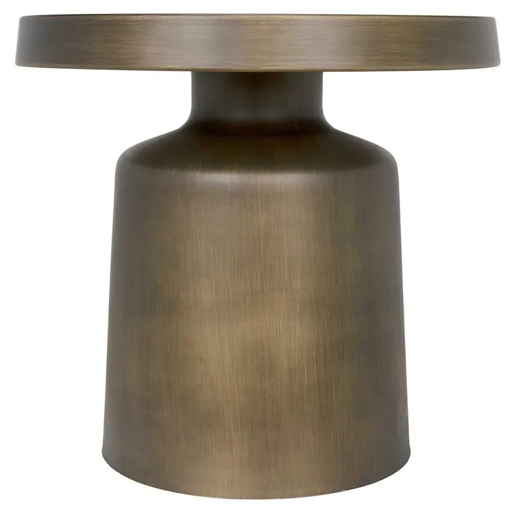 Lorenzo Round Tray Side Table - Aged Brass, Steel