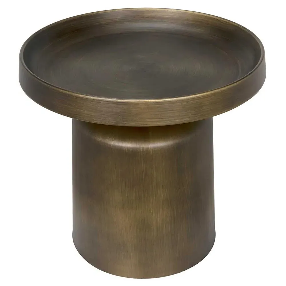 Lorenzo Round Tray Side Table - Aged Brass, Steel image