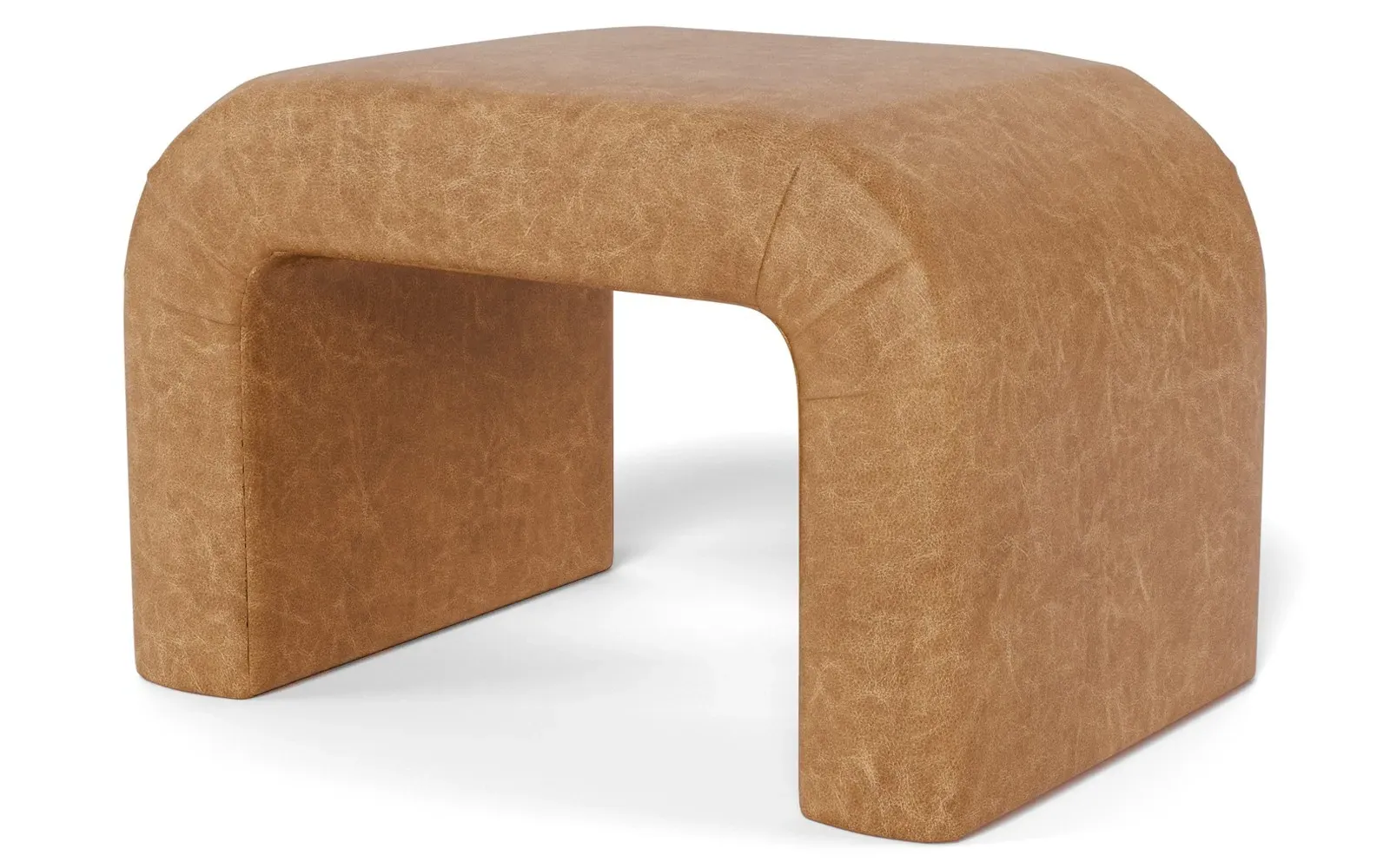 Loreta Ottoman - Caramel, Leather