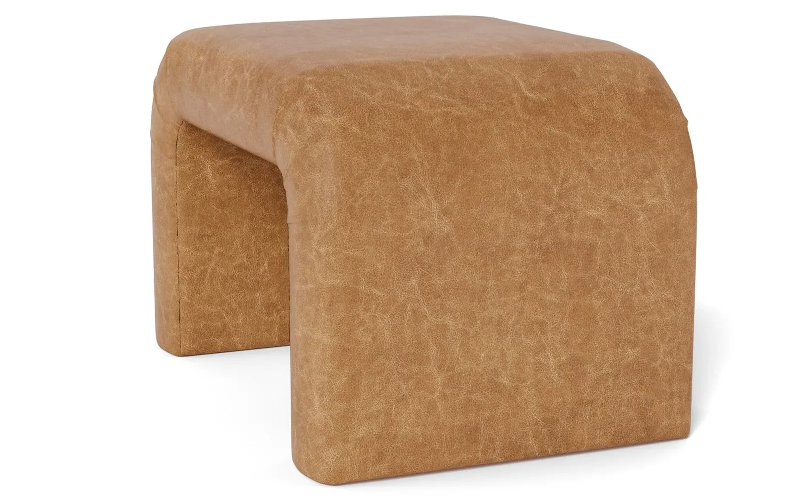 Loreta Ottoman - Caramel, Leather