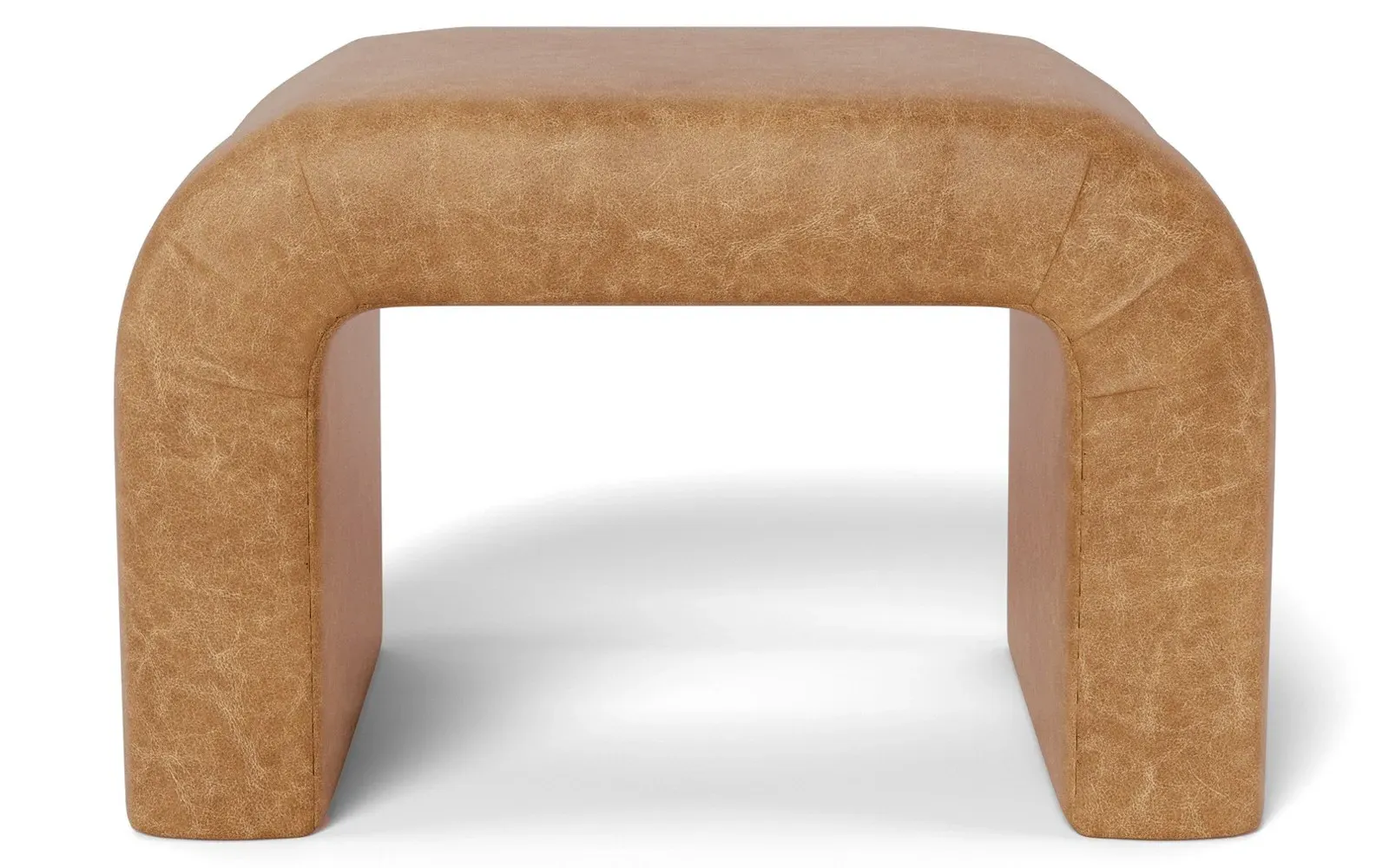 Loreta Ottoman - Caramel, Leather