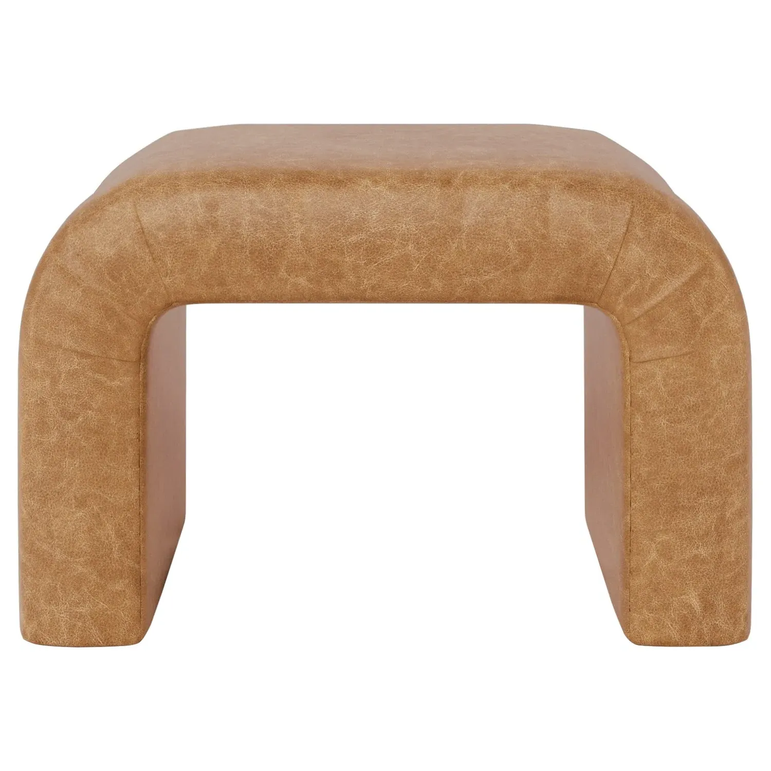 Loreta Ottoman - Caramel, Leather