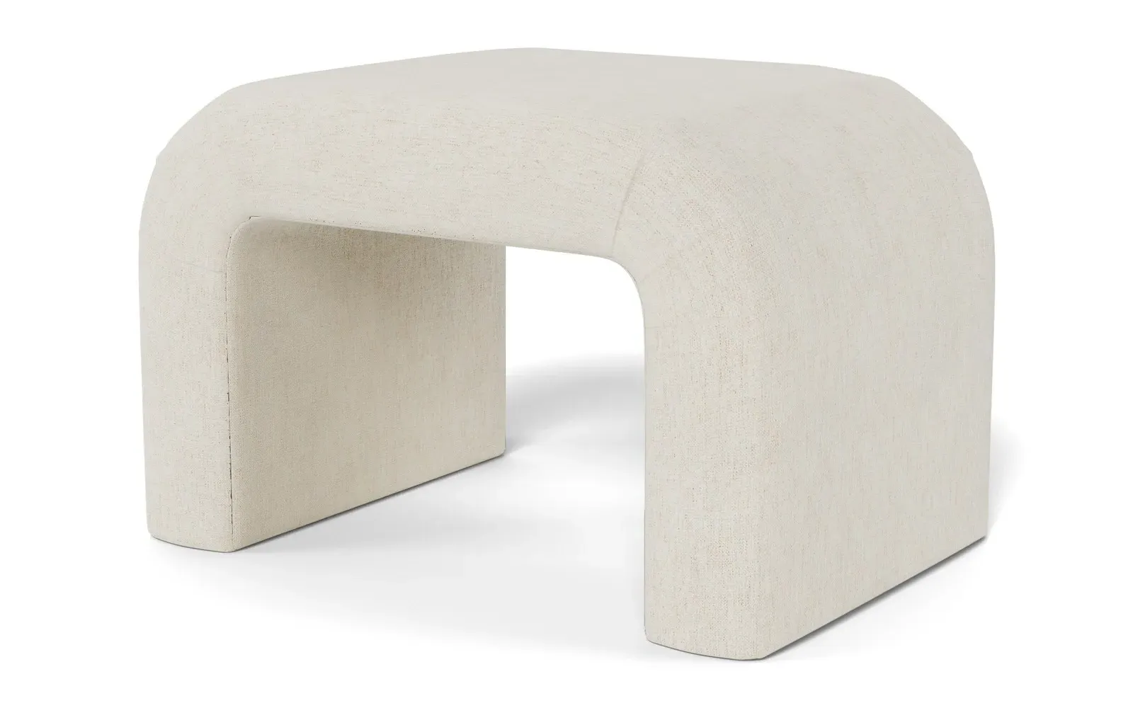 Loreta Ottoman - Heathered Ivory, Chenille