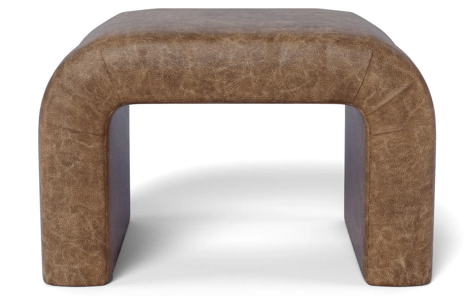 Loreta Ottoman - Milk Chocolate, Leather