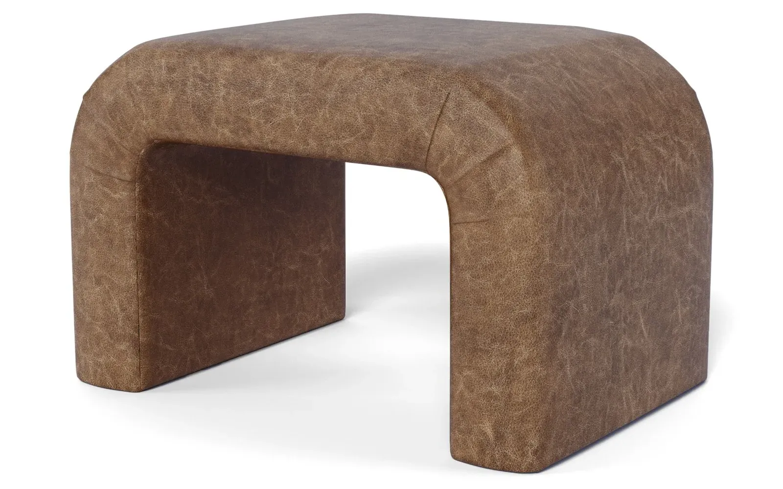 Loreta Ottoman - Milk Chocolate, Leather