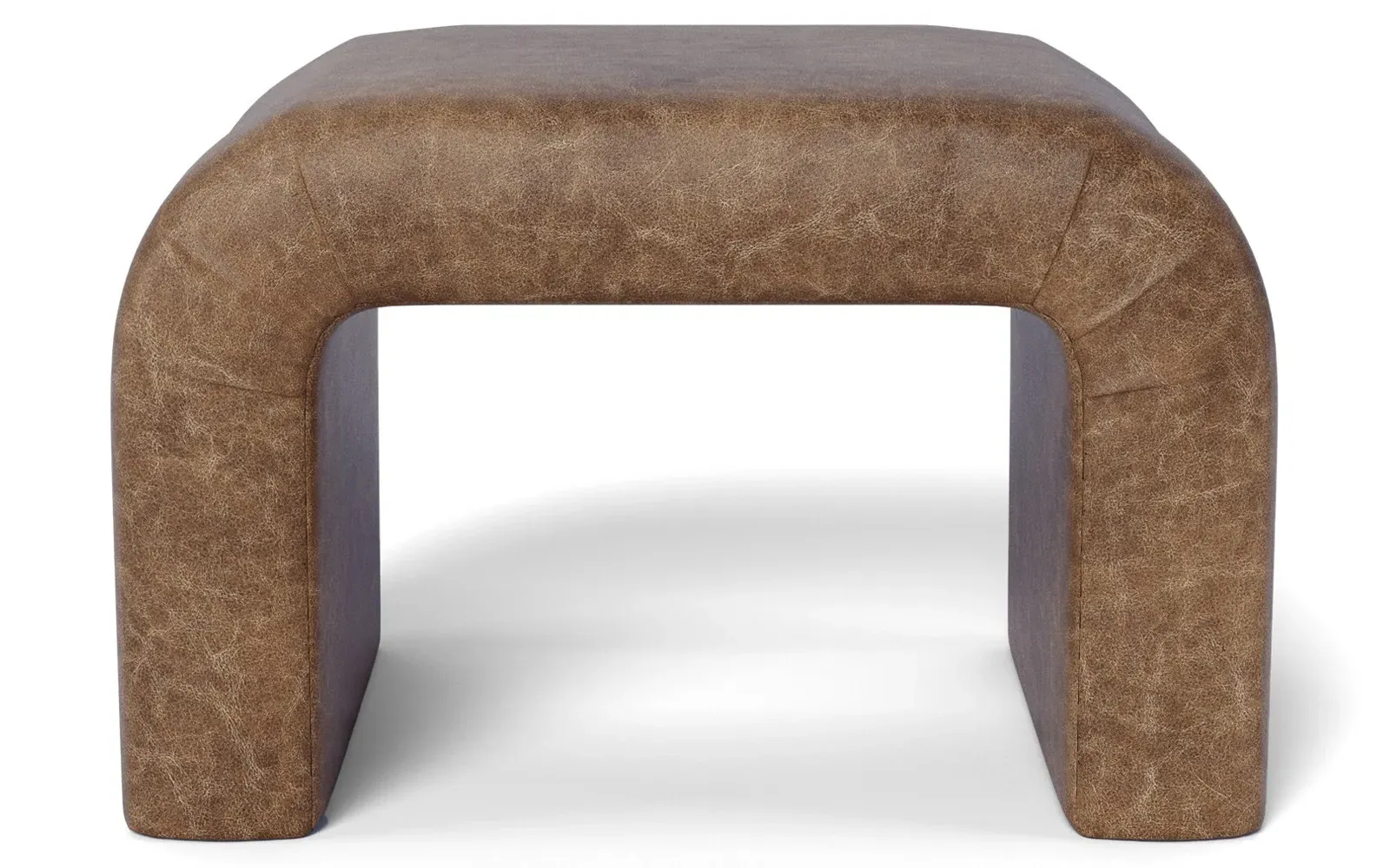 Loreta Ottoman - Milk Chocolate, Leather