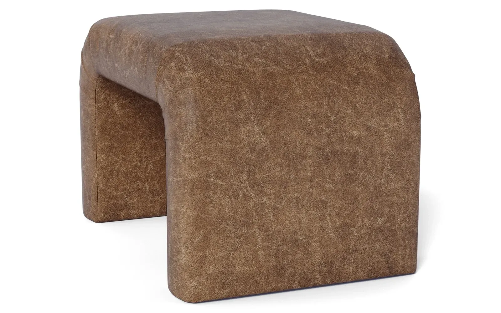 Loreta Ottoman - Milk Chocolate, Leather