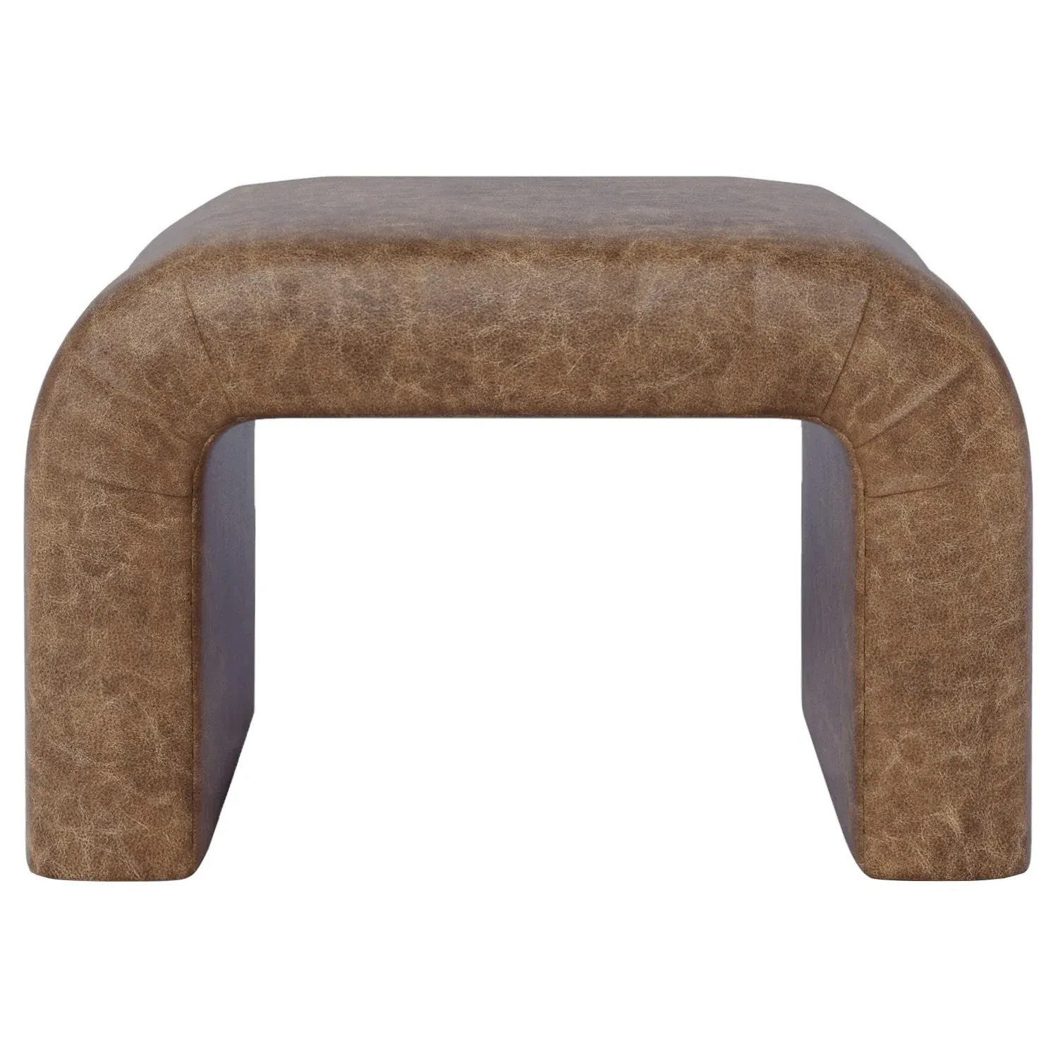 Loreta Ottoman - Milk Chocolate, Leather