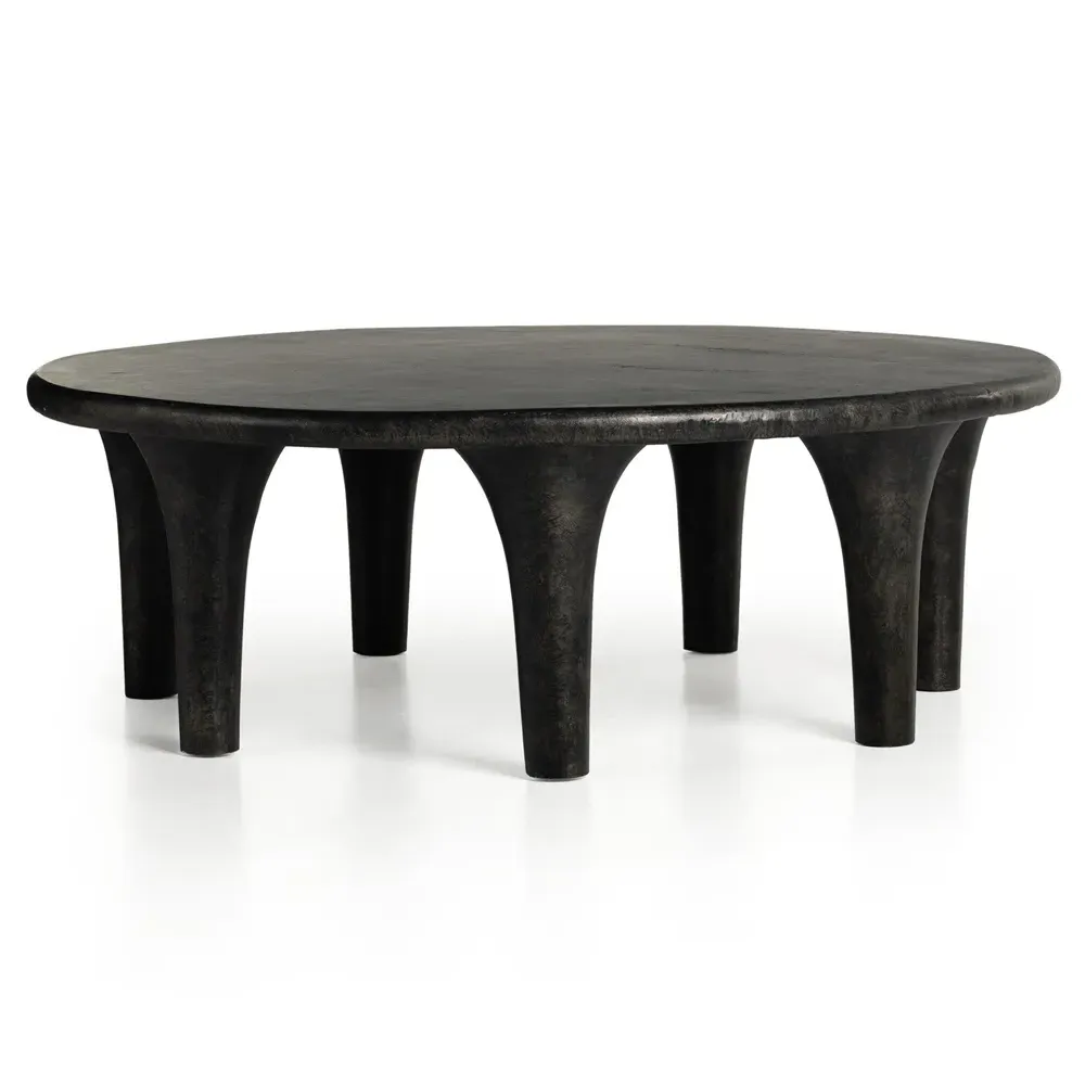 Loretta Round Coffee Table - Black, Aluminum